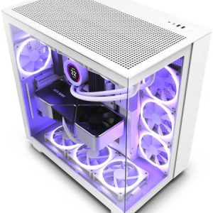 NZXT H9 Flow Dual-Chamber Mid-Tower ATX Gaming PC Case - White