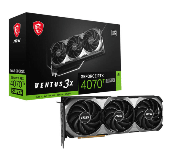 MSI GeForce RTX 4070 Ti SUPER 16G VENTUS 3X OC VGA - 16GB GDDR6X, Triple-Fan, Ray Tracing, DLSS 3