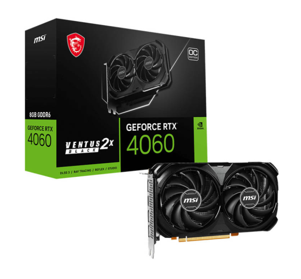 MSI GeForce RTX 4060 Ventus 2X 8G OC VGA - 8GB GDDR6, Dual-Fan, Ray Tracing, DLSS 3