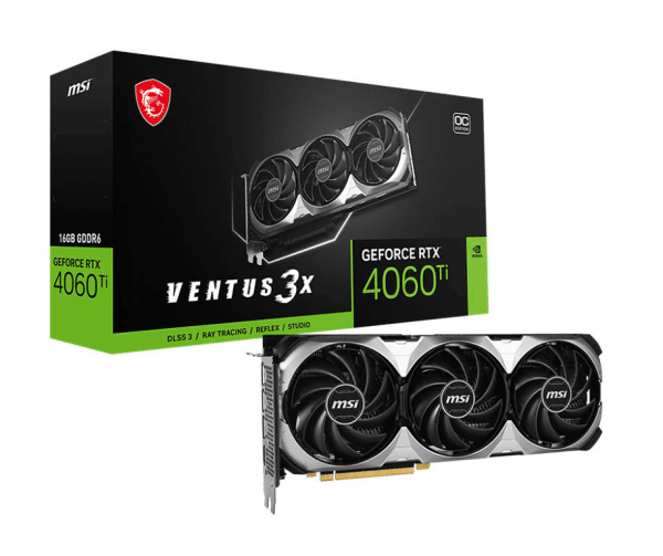 MSI GeForce RTX 4060 Ti VENTUS 3X 16G OC VGA - 16GB GDDR6, Triple-Fan, Ray Tracing, DLSS 3