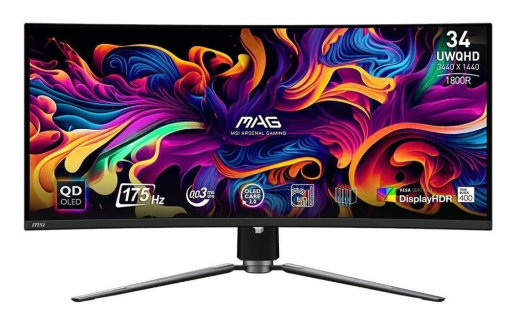 MSI MAG 341CQP 34" Ultrawide QD-OLED Gaming Monitor - UWQHD, 175Hz, 0.3ms Response Time, HDR